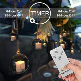 img 2 attached to 🕯️ Homemory 12-Pack Flameless LED Votive Candles with Remote Control, Long-Lasting Battery Operated Tea Lights with Timers, Electric Flickering Candles in Warm White for Wedding & Festival Decorations