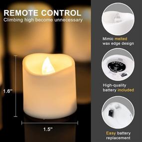 img 3 attached to 🕯️ Homemory 12-Pack Flameless LED Votive Candles with Remote Control, Long-Lasting Battery Operated Tea Lights with Timers, Electric Flickering Candles in Warm White for Wedding & Festival Decorations