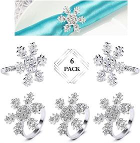 img 4 attached to ❄️ Набор из 6 серебряных кольцеобразных подставок для салфеток со снежинками - изысканное столовое украшение для свадеб, рождественских вечеринок или повседневного использования.