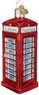 glass blown christmas tree ornaments: english phonebooth - old world city landmarks and places логотип