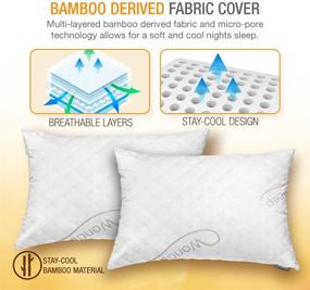 img 1 attached to 🌙 WonderSleep Premium Adjustable Loft Queen Size 2-Pack: Hypoallergenic Memory Foam Pillows with Cooling Bamboo-Derived Rayon Covers - Home & Hotel Collection