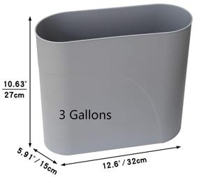 img 2 attached to 🗑️ HMQCI Grey Plastic Rectangular Small Trash Can Wastebasket, 3 Gallons, Garbage Container Bin – 5.9"/12.6"/10.6