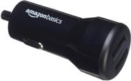 🔌 amazon basics 4.8 amp dual-port usb car charger adapter for apple and android devices - 24w, black logo