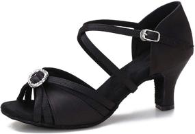 img 4 attached to 👠 Yokala Ballroom Dance Shoes | Women's Latin Salsa Practice Open-Toe Sandals 2.5 Inch Heels | Stay-at-Home Dance | S01