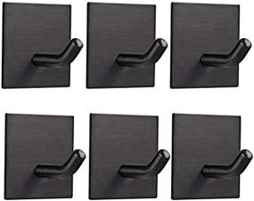 img 3 attached to 🧲 FOMANSH Heavy Duty Adhesive Hooks: Strong Stainless Steel Holder for Towels, Coats, and Keys - 6 Pack Black