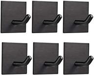 🧲 fomansh heavy duty adhesive hooks: strong stainless steel holder for towels, coats, and keys - 6 pack black логотип