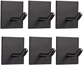 img 1 attached to 🧲 FOMANSH Heavy Duty Adhesive Hooks: Strong Stainless Steel Holder for Towels, Coats, and Keys - 6 Pack Black