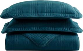 img 4 attached to 🛏️ Teal Kingston King Size Oversized Bedspread Coverlet Set - 3-Piece