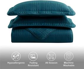 img 2 attached to 🛏️ Teal Kingston King Size Oversized Bedspread Coverlet Set - 3-Piece