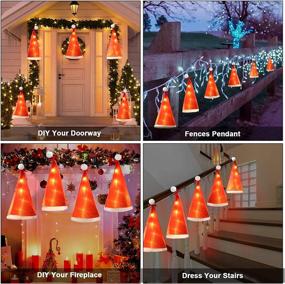 img 2 attached to 🎅 Santa Hat String Lights - 6-Pack Christmas Decoration, Waterproof Fairy Lights with 18 LEDs, 8.2ft, USB/Battery Powered, Glowing Home Garden Patio Party Decor (Red Santa Hat)