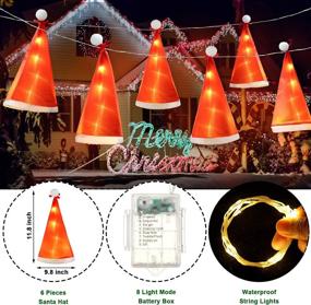 img 3 attached to 🎅 Santa Hat String Lights - 6-Pack Christmas Decoration, Waterproof Fairy Lights with 18 LEDs, 8.2ft, USB/Battery Powered, Glowing Home Garden Patio Party Decor (Red Santa Hat)