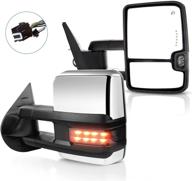 π eccpp power heated led towing mirrors for chevy/gmc | turn signal, reverse light | fit 2008-2013 chevy silverado, gmc sierra | compatible with 2007 silverado new body style logo
