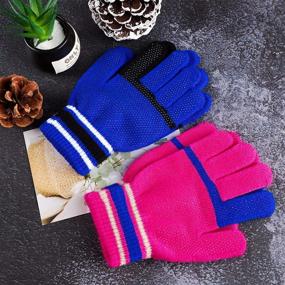 img 1 attached to 🧤 Cooraby Kids Winter Gloves - Non Slip, Stretchy Knitted Magic Gloves for Boys and Girls