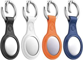 img 4 attached to 🔑 Silicone Protective Case Cover with Keychain Ring Designed for AirTags GPS Finders Accessories, Holder in Black, White, Orange, and Blue