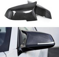 sna glossy black real carbon fiber side mirror cover cap replacement set - compatible for bmw 1 series f20, 2 series f22 f23, 3 series f30 f31 f34, 4 series f32 f33 f36, x1 e84, m2 f87 (2-pc set) logo