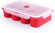 large silicone freezer trays for soup, ice cubes, food storage & sauce - giant 4 cube molds with lid (red) логотип