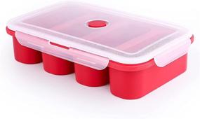 img 4 attached to Large Silicone Freezer Trays for Soup, Ice Cubes, Food Storage & Sauce - Giant 4 Cube Molds with Lid (Red)