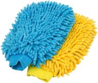 mr.siga premium microfiber soft chenille car 🧤 wash mitt - 2 pack, blue & yellow logo