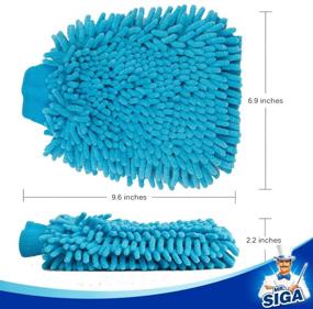 img 3 attached to MR.SIGA Premium Microfiber Soft Chenille Car 🧤 Wash Mitt - 2 Pack, Blue & Yellow
