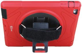 img 2 attached to 🔴 Red Shockproof Case for Apple iPad 2/3/4 - Cellular360 Car Headrest Mount with 360° Rotatable Kickstand, Adjustable Handle, and Shoulder Strap