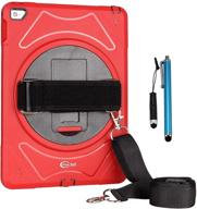 🔴 red shockproof case for apple ipad 2/3/4 - cellular360 car headrest mount with 360° rotatable kickstand, adjustable handle, and shoulder strap logo