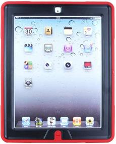 img 3 attached to 🔴 Red Shockproof Case for Apple iPad 2/3/4 - Cellular360 Car Headrest Mount with 360° Rotatable Kickstand, Adjustable Handle, and Shoulder Strap