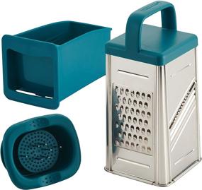 img 4 attached to 🔵 Teal Blue Stainless Steel Box Grater by Rachael Ray Tools and Gadgets - Ideal for Vegetables, Chocolate, Hard Cheeses, and More