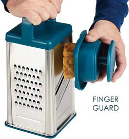 img 1 attached to 🔵 Teal Blue Stainless Steel Box Grater by Rachael Ray Tools and Gadgets - Ideal for Vegetables, Chocolate, Hard Cheeses, and More