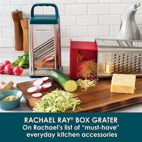 img 3 attached to 🔵 Teal Blue Stainless Steel Box Grater by Rachael Ray Tools and Gadgets - Ideal for Vegetables, Chocolate, Hard Cheeses, and More