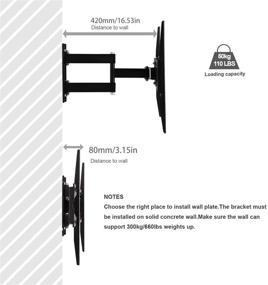 img 1 attached to 📺 ORIENTOOLS TV Wall Mount Bracket: Fits 23"-56" LED LCD Flat Screen TVs, ±15° Tilting, VESA up to 400x400mm, Full Motion Swivel Articulating Arm, Supports up to 110 lbs.