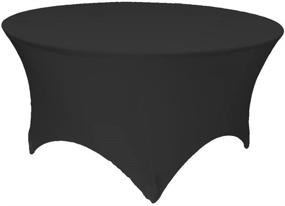 img 4 attached to Black Round Stretch Tablecloth by GFCC