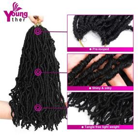 img 1 attached to 🧜 Youngther 24-дюймовые волосы крючком Faux Locs: удлиняемые, предварительно выполненные петли, мягкие пучки для черных женщин (6 пакетов, 24 дюйма, Цвет 1B)