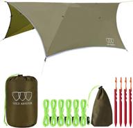 🌦️ gold armour rainfly tarp hammock: waterproof ultralight camping shelter canopy - od green 12ft x 10ft hex логотип