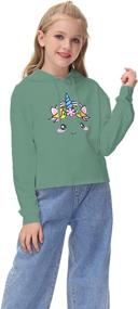 img 2 attached to 🦄 Kids Unicorn Hooded Crop Tops Jackets Girls Sweatshirts, Fall Clothes, 3-9 T