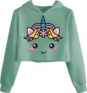 🦄 kids unicorn hooded crop tops jackets girls sweatshirts, fall clothes, 3-9 t logo