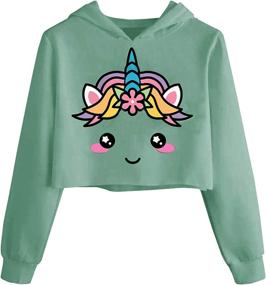 img 4 attached to 🦄 Kids Unicorn Hooded Crop Tops Jackets Girls Sweatshirts, Fall Clothes, 3-9 T