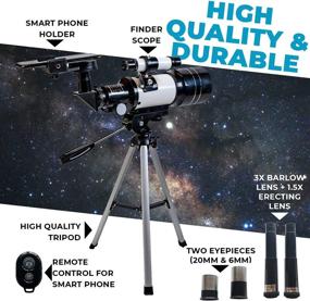 img 3 attached to Kids' Portable Telescope for Astronomy & Stargazing: Professional Refractor Telescope with 70mm Aperture, Remote, Tripod, Phone Holder, and Extra Lenses