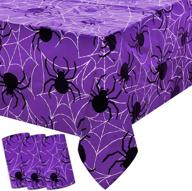 3pcs purple spider tablecloth for halloween party & spider man theme decorations - disposable & waterproof cobweb table cover logo