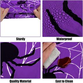 img 2 attached to 3Pcs Purple Spider Tablecloth for Halloween Party & Spider Man Theme Decorations - Disposable & Waterproof Cobweb Table Cover