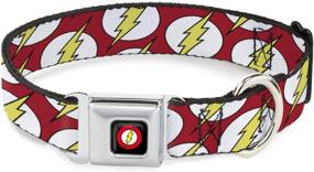 img 4 attached to 🐶 Buckle-Down Flash Logo Scattered Red White Yellow Dog Collar with Seatbelt Buckle - Adjustable Sizes for Small, Medium, and Large Dogs