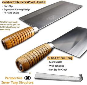 img 1 attached to 🔪 Chinese Vegetable Cleaver, Meat Cleaver for Kitchen - 8.5" Stainless Steel Chopping Knife - Safe Non-stick Coating Blade - Full Tang Anti-Slip Pear Wooden Handle - BLADESMITH