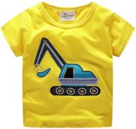 👕 hongshilian kids' cotton striped tee: fun cartoon appliques for boys or girls logo