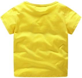 img 3 attached to 👕 Hongshilian Kids' Cotton Striped Tee: Fun Cartoon Appliques for Boys or Girls