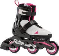 🛼 adjustable kids rollerblade microblade free 3wd inline skate- grey and candy pink logo