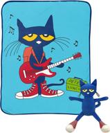 pete the cat rock out mini pillow buddy and throw set: 🐱 kids super soft 2 piece blanket set – official pete the cat product logo