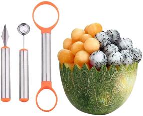 img 4 attached to 🥝 WAAO Stainless Steel Melon Baller, Carving Knife, and Fruit Scoop Set - 3-in-1 Tool for Effortless Fruit Slicing, Pulp Separation, and Carving