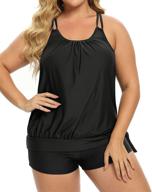 holipick plus size tummy control tankini swimsuit set with boy shorts - flattering bathing suits for women logo