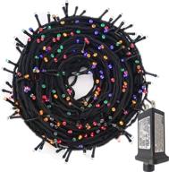 🎄 yasenn 300led 99ft christmas string lights plug in, multicolored fairy lights with 8 lighting modes for garden, tree, patio, and porch decorations - black cable логотип