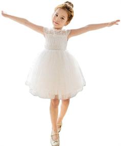 img 4 attached to Little Girl Lace Flower Dresses for Wedding Party, Easter & 👧 First Communion - Sizes 2T to 12 Years Old by Bow Dream
