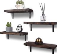 🏡 farmhouse wooden wall shelf set of 4 dark brown – rustic wood floating shelves for bathroom, kitchen, bedroom, living room logo